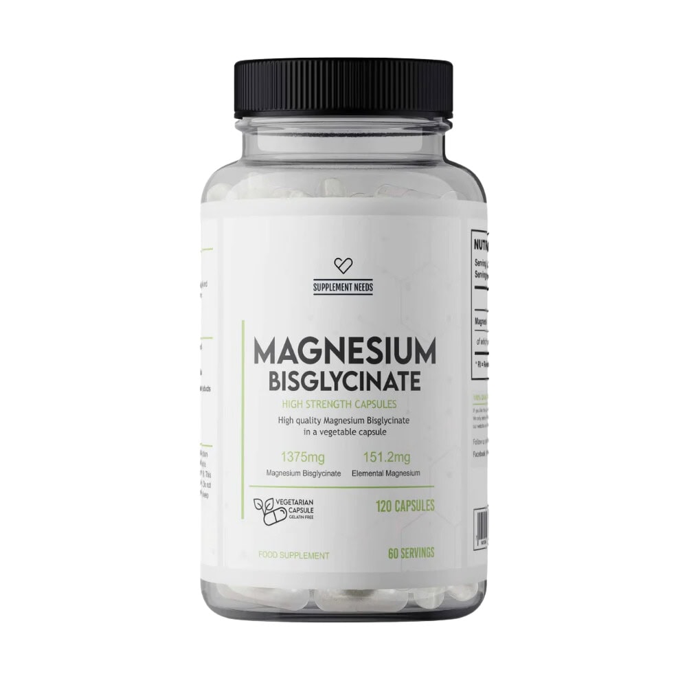 Supplement Needs Magnesium Bisglycinate 120 capsule bottle, front of pack
